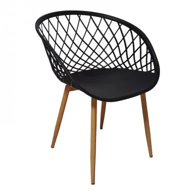 Armchair Ezra pakoworld black pp-natural metal leg 63x55x83cm