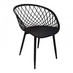 Armchair Ezra pakoworld black pp-black metal leg 63x55x83cm