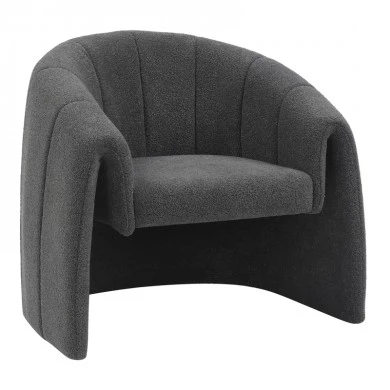 Fassy armchair pakoworld bouclé fabric in charcoal color 80x66x80cm