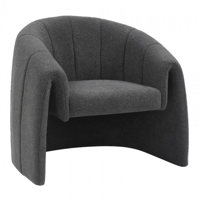 Fassy armchair pakoworld bouclé fabric in charcoal color 80x66x80cm