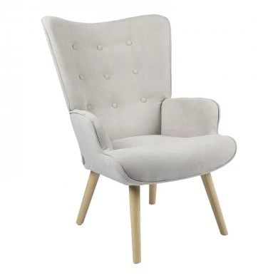 Armchair Fluffy pakoworld fabric light grey-natural leg 75x69x96cm