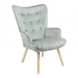 Armchair Fluffy pakoworld velvet fabric grey-natural leg 75x69x96cm