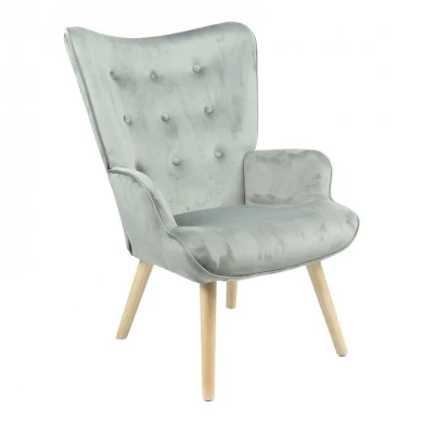 Armchair Fluffy pakoworld velvet fabric grey-natural leg 75x69x96cm
