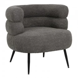 Foleja pakoworld armchair boucle fabric in dark grey color with black metal legs 76x75x72cm Foleja pakoworld armchair boucle fabric in dark grey color with black metal legs 76x75x72cm
