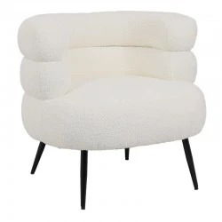 Foleja pakoworld armchair boucle fabric in white color with black metal legs 76x75x72cm Foleja pakoworld armchair boucle fabric in white color with black metal legs 76x75x72cm