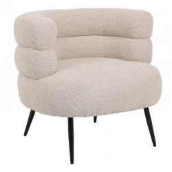 Foleja pakoworld armchair boucle fabric in beige color with black metal legs 76x75x72cm Foleja pakoworld armchair boucle fabric in beige color with black metal legs 76x75x72cm