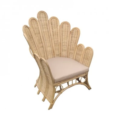Armchair Fragia Inart with beige cushion-natural rattan 85x96x120cm