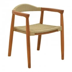 Armchair Ganny pakoworld teak wood and pe rope in natural shade 61x58x71cm
