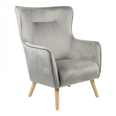 Insicive armchair pakoworld velvet gray-natural leg 72x89x105cm