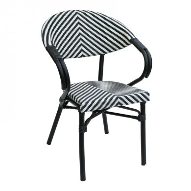 Armchair Isaia pakoworld stack black aluminum-black and white pe rattan 57x57x83cm