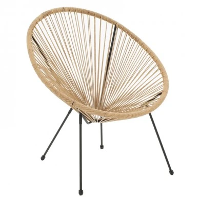 Garden armchair Acapulco pakoworld black metal - pe rattan in natural shade 71x78x85cm