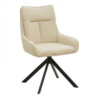 Rotatable armchair Konelian pakoworld beige farbric with black color metal leg 54x63x88cm