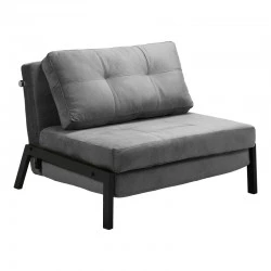 Armchair-bed Fancy pakoworld velvet in anthracite shade and black metal leg 95x98x70cm