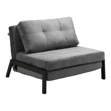 Armchair-bed Fancy pakoworld velvet in anthracite shade and black metal leg 95x98x70cm