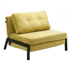 Armchair-bed Fancy pakoworld velvet in yellow shade and black metal leg 95x98x70cm