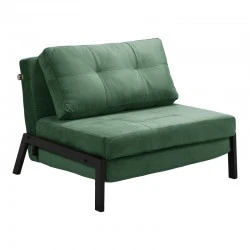 Armchair-bed Fancy pakoworld velvet in dark green shade and black metal leg 95x98x70cm