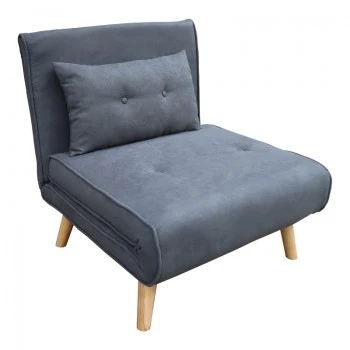 Armchair-bed Josuane pakoworld anthracite fabric and natural wood leg 77x80x81cm