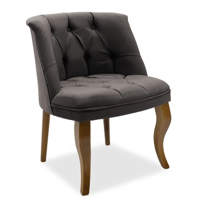 Armchair Loreta pakoworld velvet anthracite-walnut 59x64x73cm