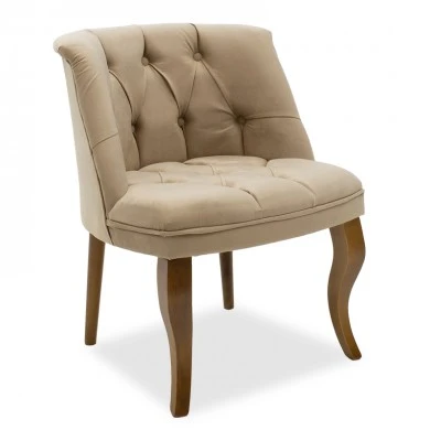 Armchair Loreta pakoworld velvet beige with walnut legs 55x57x78cm