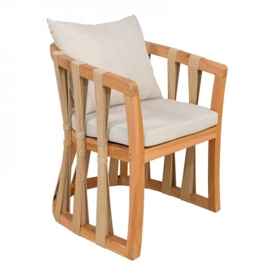 Armchair Morani pakoworld teak wood skeleton and fabric in natural shade 58x66x75cm