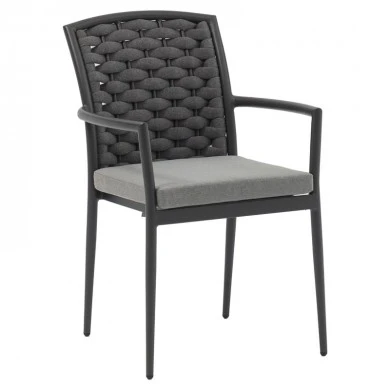 Armchair Moritz pakoworld aluminum anthracite rope-grey cushion