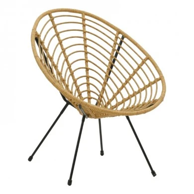 Naoki armchair pakoworld pe in natural color-metal black leg 78x74x87cm
