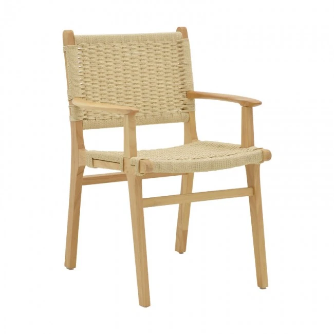 Arm chair Olivier pakoworld natural beech wood natural rope 62x60x85cm