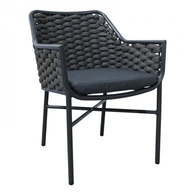 Ortegia pakoworld stackable aluminum armchair with anthracite frame and rope 57x62x82cm