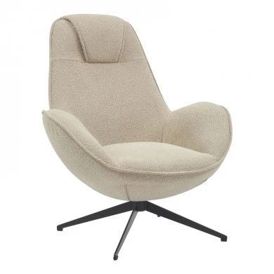 Armchair rotaitng Flago pakoworld boucle fabric in beige shade 85x88x103.5cm