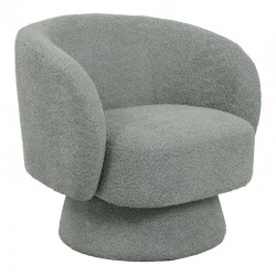 Kreslo pakoworld swivel armchair boucle fabric in ligh green color 78x81x77cm Kreslo pakoworld swivel armchair boucle fabric in ligh green color 78x81x77cm