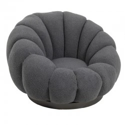 Nester pakoworld swivel armchair boucle fabric in dark grey color 98x97x69cm Nester pakoworld swivel armchair boucle fabric in dark grey color 98x97x69cm