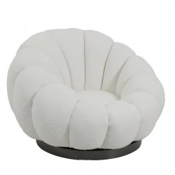 Nester pakoworld swivel armchair boucle fabric in white color 98x97x69cm Nester pakoworld swivel armchair boucle fabric in white color 98x97x69cm