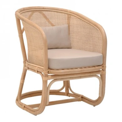 Querke armchair pakoworld natural color rattan-beige cushion 57x64x76cm