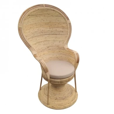 Armchair Rea Inart with beige cushion-natural rattan 92x75x140cm