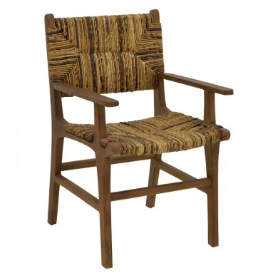 Armchair Refane pakoworld natural teak wood-straw 55x60x85cm
