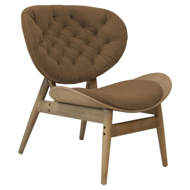 Relax armchair Udalle pakoworld solid walnut wood-brown fabric 77x70x82cm