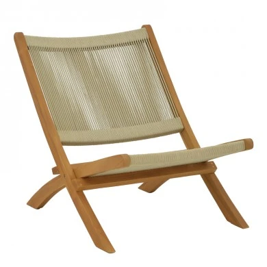 Foldable armchair Seeal pakoworld teak wood and pe rope in natural shade 61x76x72cm