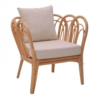 Armchair Tania pakoworld natural rattan-white pillow 76x76x76cm