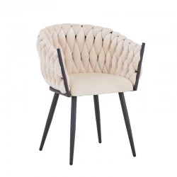 Vivian armchair pakoworld beige velvet-leg black metal 61x55x80cm