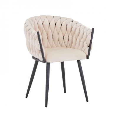 Vivian armchair pakoworld beige velvet-leg black metal 61x55x80cm