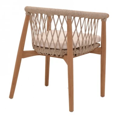 Armchair Abby pakoworld teak wood skeleton in natural shade and cream cushion 60x58x78cm