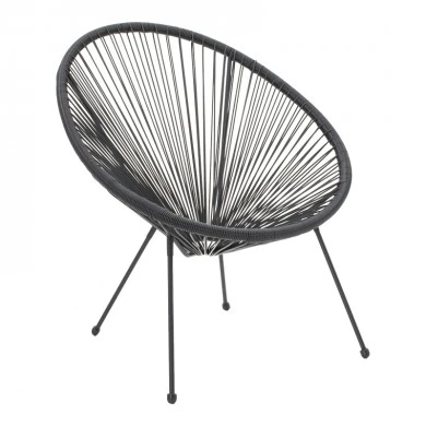 Acapulco armchair pakoworld metal-pe rattan in black shade 68.5x74.5x84cm