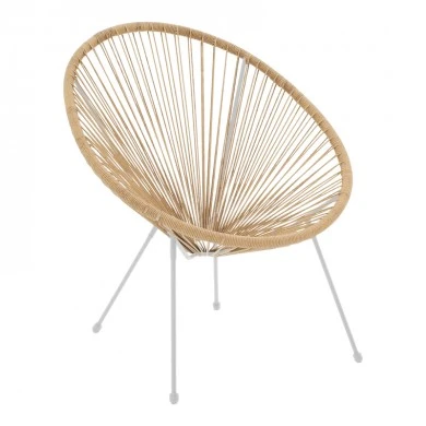 Acapulco armchair pakoworld metal in white-pe rattan in natural shade 68.5x74.5x84cm