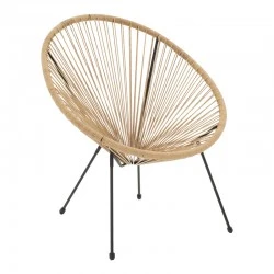 Acapulco armchair pakoworld metal in black-pe rattan in natural shade 68.5x74.5x84cm