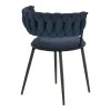 Alkia I pakoworld armchair fabric in dark blue shade - black metal leg 57x58.5x72cm