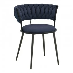 Alkia I pakoworld armchair fabric in dark blue shade - black metal leg 57x58.5x72cm Alkia I pakoworld armchair fabric in dark blue shade - black metal leg 57x58.5x72cm