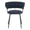 Alkia I pakoworld armchair fabric in dark blue shade - black metal leg 57x58.5x72cm