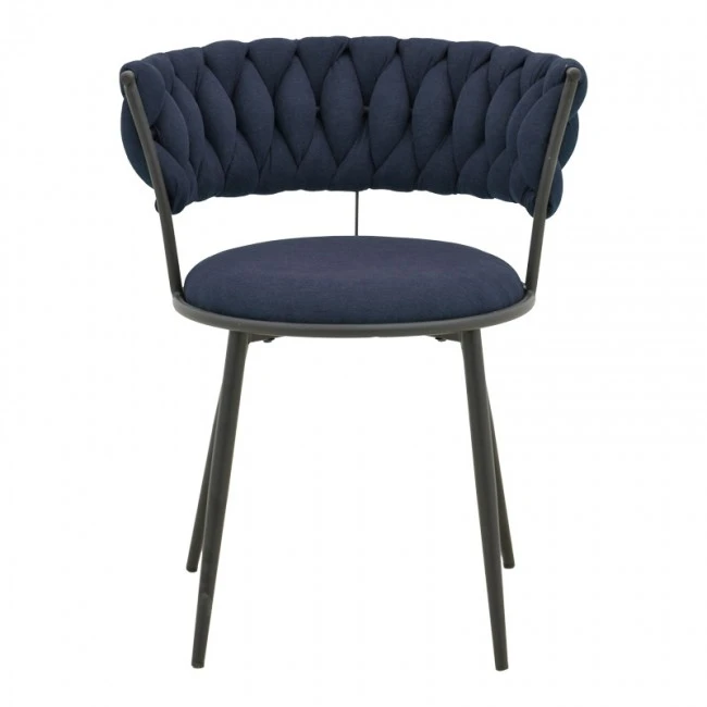 Alkia I pakoworld armchair fabric in dark blue shade - black metal leg 57x58.5x72cm