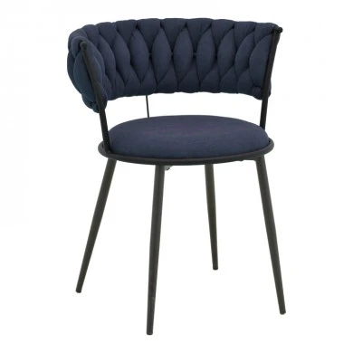 Alkia I pakoworld armchair fabric in dark blue shade - black metal leg 57x58.5x72cm