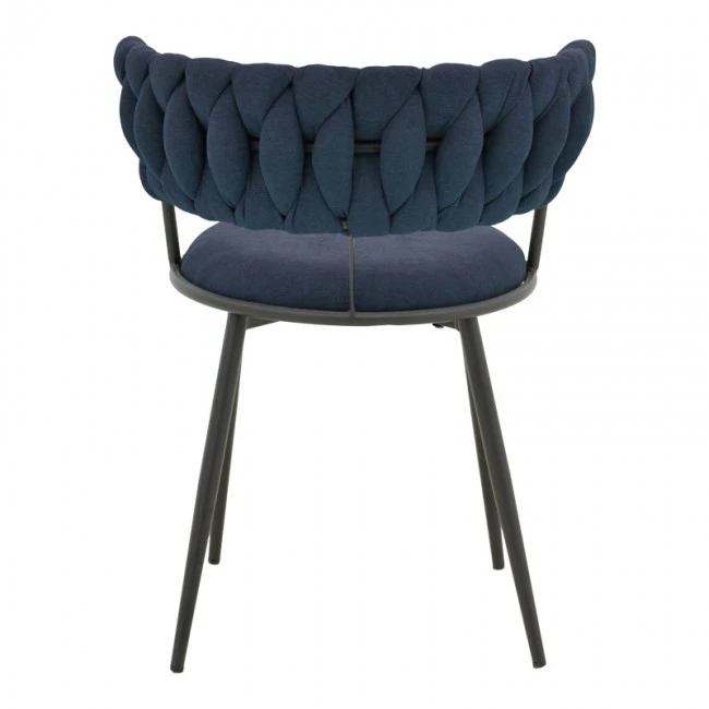Alkia I pakoworld armchair fabric in dark blue shade - black metal leg 57x58.5x72cm